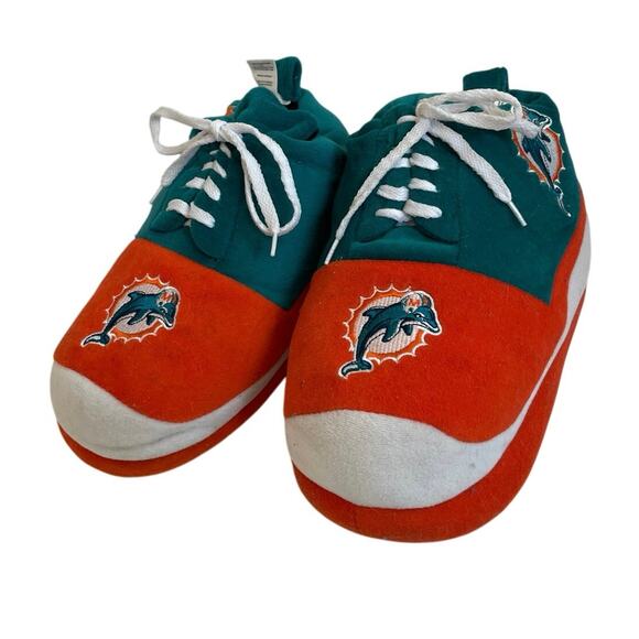 VTG 90’s NFL MIAMI DOLPHINS SHOES SLIPPERS SZ L FOOTBALL FANATIC BIG SHOES - Picture 2 of 16